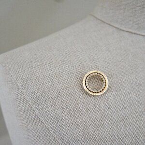 Small Circular Gold Pearl Brooch Pin